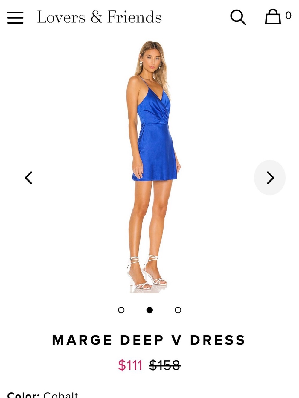 cobalt Lovers + Friends Marge Deep v Dress features a satin surplice neckline an